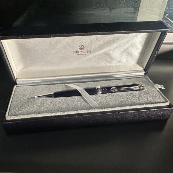 Rare Mikimoto Ballpoint Pen unique purple Wave Guilloche in original box - Picture 1 of 9
